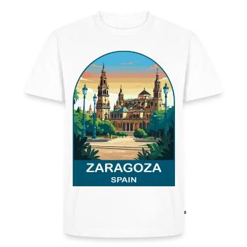 Affiche de voyage vintage à Saragosse, Espagne - T-shirt Premium bio Homme - blanc - Devant - Nico (187cm)
