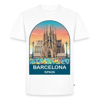 Affiche de voyage vintage de Barcelone, Espagne - T-shirt Premium bio Homme - blanc - Devant - Nico (187cm)