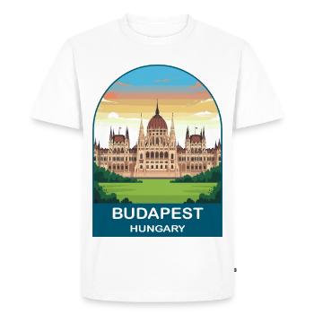 Budapest Hungary Vintage Travel Poster - Men's Premium Organic T-Shirt - white - Front - Nico (187cm)