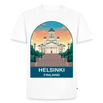 Affiche de voyage vintage Helsinki Finland - T-shirt Premium bio Homme - blanc - Devant - Nico (187cm)