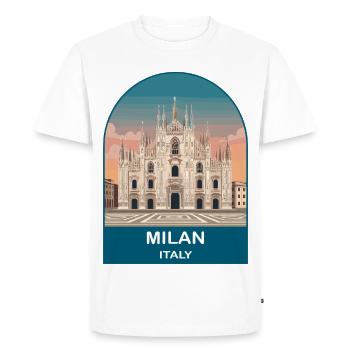 Milan, Italie, affiches de voyage vintage - T-shirt Premium bio Homme - blanc - Devant - Nico (187cm)