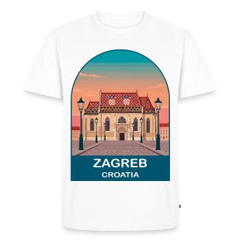 Art d’affiches de voyage vintage à Zagreb Croatia - T-shirt Premium bio Homme - blanc - Devant - Nico (187cm)