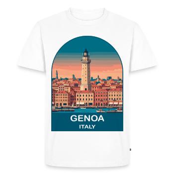 Art d’affiches de voyage vintage à Gênes, Italie - T-shirt Premium bio Homme - blanc - Devant - Nico (187cm)