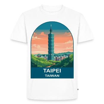 Illustration de voyage vintage de la silhouette de la skyline de Taipei Taiwan - T-shirt Premium bio Homme - blanc - Devant - Nico (187cm)