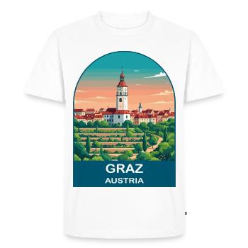 Graz Austria Vintage Travel Poster Art - Men's Premium Organic T-Shirt - white - Front - Nico (187cm)