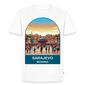 Sarajevo Bosnia Vintage Travel Poster Art - Men's Premium Organic T-Shirt - white - Front - Nico (187cm)