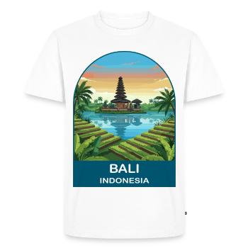 Illustration de voyage vintage du temple de Bali Indonesia - T-shirt Premium bio Homme - blanc - Devant - Nico (187cm)