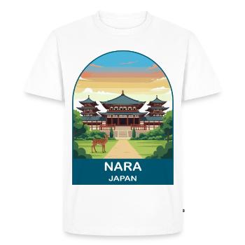 Temple de Nara au Japon et Art de voyage vintage des cerfs - T-shirt Premium bio Homme - blanc - Devant - Nico (187cm)