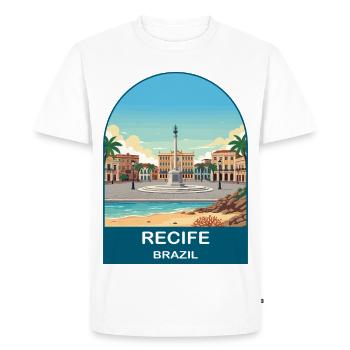 Art vintage de voyage de plage et de ville à Recife, Brésil - T-shirt Premium bio Homme - blanc - Devant - Nico (187cm)