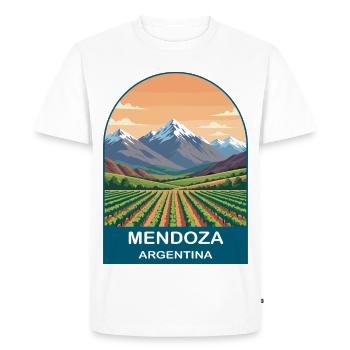 Mendoza Argentina Vineyard & Andes Travel Poster - Men's Premium Organic T-Shirt - white - Front - Nico (187cm)