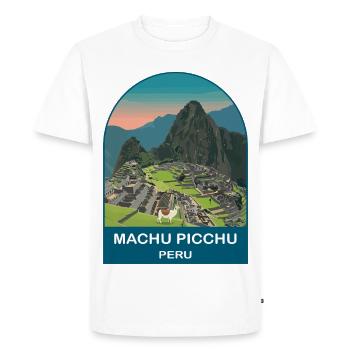 Machu Picchu Peru Inca Ruins Vintage Travel Art - Men's Premium Organic T-Shirt - white - Front - Nico (187cm)