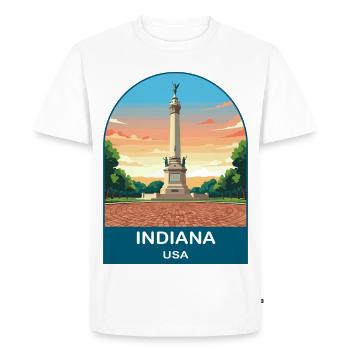 Art d’affiches de voyage vintage Indiana USA - T-shirt Premium bio Homme - blanc - Devant - Nico (187cm)