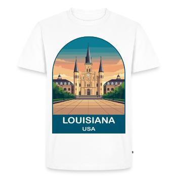 Louisiana USA Vintage Travel Poster Art - Men's Premium Organic T-Shirt - white - Front - Nico (187cm)