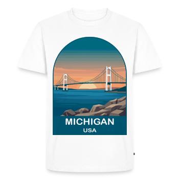 Art d’affiches de voyage vintage Michigan USA - T-shirt Premium bio Homme - blanc - Devant - Nico (187cm)