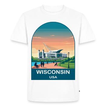 Wisconsin USA Vintage Travel Poster Art - Men's Premium Organic T-Shirt - white - Front - Nico (187cm)