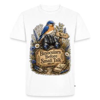 Binoculars Before Small Talk Clouds - Men's Premium Organic T-Shirt - white - Front - Nico (187cm)