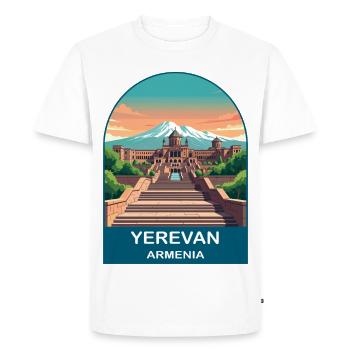 Yerevan Armenia Mount Ararat Vintage Travel Art - Men's Premium Organic T-Shirt - white - Front - Nico (187cm)