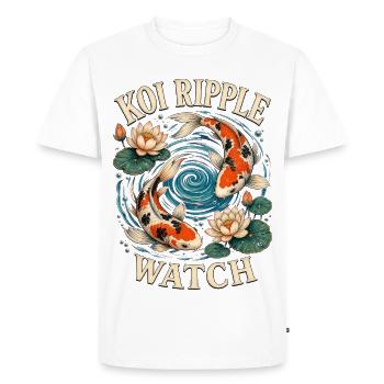 KOI RIPPLE WATCH - Men's Premium Organic T-Shirt - white - Front - Nico (187cm)