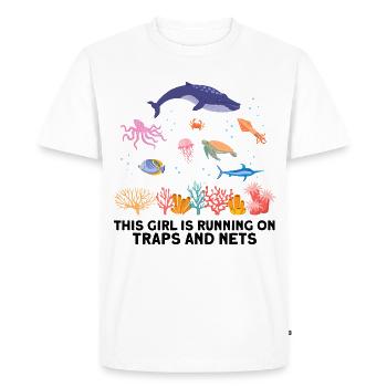 Girl Net Boat Marine Biologist Biology Ocean - Men's Premium Organic T-Shirt - white - Front - Nico (187cm)