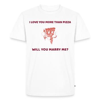 I love you more than pizza proposal shirt - Men's Premium Organic T-Shirt - white - Front - Nico (187cm)