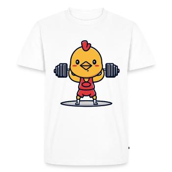 Chicken Fitness Gym Cute Chicken Weightlifting Gift - Men's Premium Organic T-Shirt - white - Front - Nico (187cm)