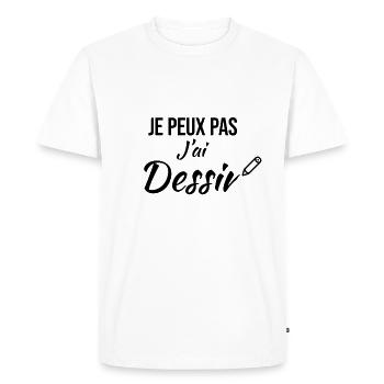 Je peux pas j'ai dessin - T-shirt Premium bio Homme - blanc - Devant - Nico (187cm)