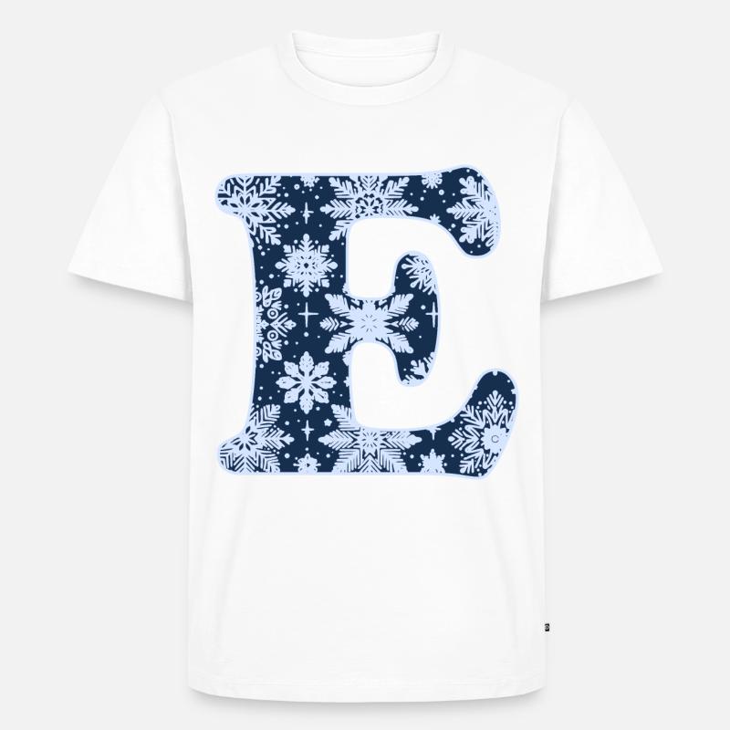 Buchstabe E Schneeflocken - Männer Premium Bio T-Shirt - Weiß