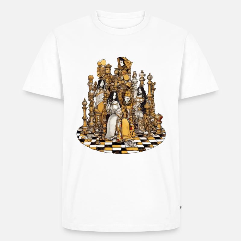 Rois et déesses de l'échiquier - T-shirt Premium bio Homme - blanc
