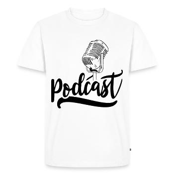 Podcast Podcasts Production Hôte d'écoute - T-shirt Premium bio Homme - blanc - Devant - Nico (187cm)
