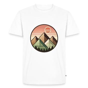Geometric Sunset Mountain Landscape - Men's Premium Organic T-Shirt - white - Front - Nico (187cm)