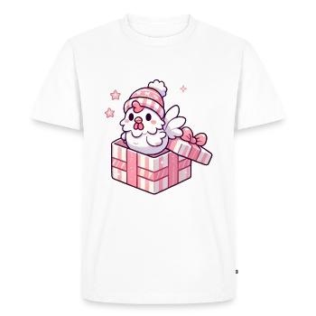 Coffret cadeau joyeux coq en chapeau d’hiver - T-shirt Premium bio Homme - blanc - Devant - Nico (187cm)
