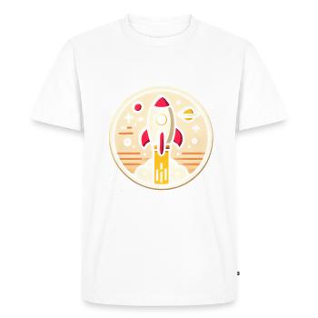 Retro Rocket Lost in Space Graphic - Men's Premium Organic T-Shirt - white - Front - Nico (187cm)
