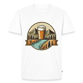Mountain Beer Adventure Badge Design - Men's Premium Organic T-Shirt - white - Front - Nico (187cm)
