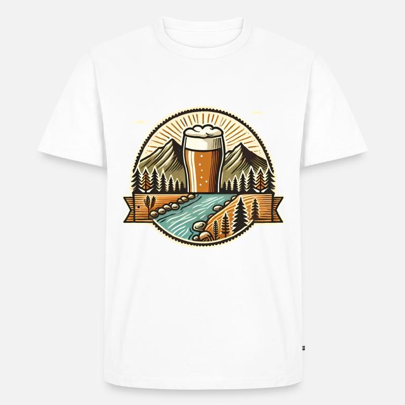 Bergbier-Abenteuer-Abzeichen-Design - Männer Premium Bio T-Shirt - Weiß
