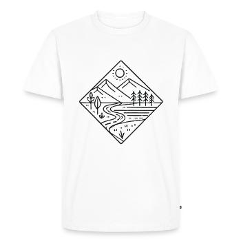 Minimalist Nature Mountain Line Art Badge - Men's Premium Organic T-Shirt - white - Front - Nico (187cm)
