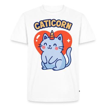 Cute Caticorn funny Unicorn Cat with Love Heart - Men's Premium Organic T-Shirt - white - Front - Nico (187cm)