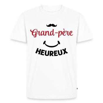 Cadeau drôle grand-père heureux - T-shirt Premium bio Homme - blanc - Devant - Nico (187cm)