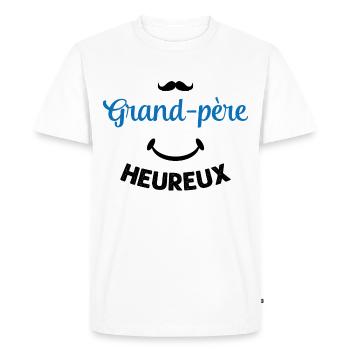 Cadeau drôle grand-père heureux - T-shirt Premium bio Homme - blanc - Devant - Nico (187cm)