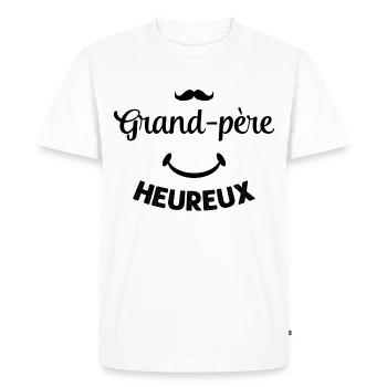 Cadeau drôle grand-père heureux - T-shirt Premium bio Homme - blanc - Devant - Nico (187cm)