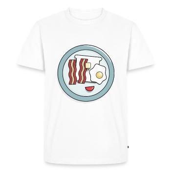 Bacon with egg and toast. For all those who love bacon. - Men's Premium Organic T-Shirt - white - Front - Nico (187cm)