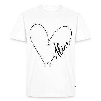 Alice Name Heart Line - Men's Premium Organic T-Shirt - white - Front - Nico (187cm)