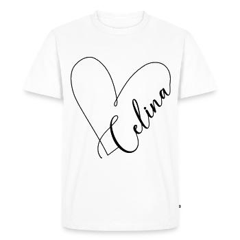 Celina Nom Ligne de coeur - T-shirt Premium bio Homme - blanc - Devant - Nico (187cm)