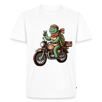 Enduro Turtle Peace Motard - T-shirt Premium bio Homme - blanc - Devant - Nico (187cm)