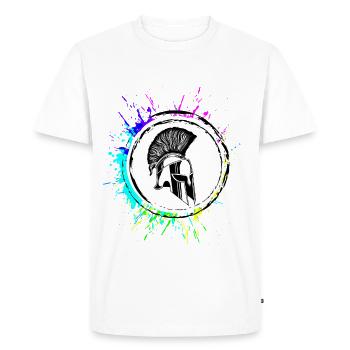 Guerrier au casque spartiate - T-shirt Premium bio Homme - blanc - Devant - Nico (187cm)