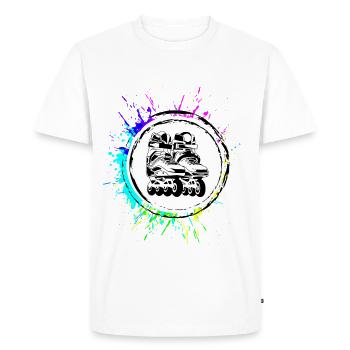 Icône de patins à roues alignées Coloré - T-shirt Premium bio Homme - blanc - Devant - Nico (187cm)