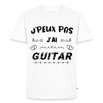 J peux pas j ai guitare - T-shirt Premium bio Homme - blanc - Devant - Nico (187cm)