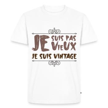 Je Suis Pas Vieux Je Suis Vintage - T-shirt Premium bio Homme - blanc - Devant - Nico (187cm)