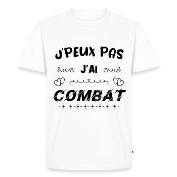 J PEUX PAS J'AI COMBAT - T-shirt Premium bio Homme - blanc - Devant - Nico (187cm)