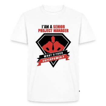 Je suis chef de projet senior - T-shirt Premium bio Homme - blanc - Devant - Nico (187cm)