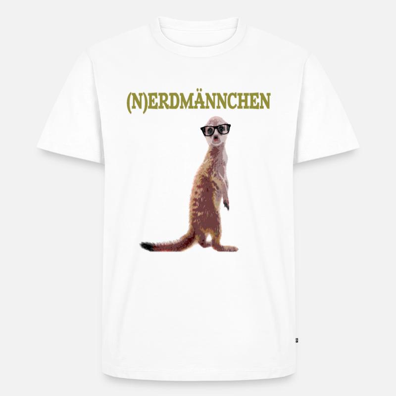 Nerdmännchen Erdmännchen lustig Tiere - Männer Premium Bio T-Shirt - Weiß